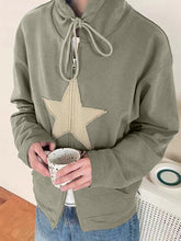 Baggy-Hoodie mit Reißverschluss im Vintage-Stil mit Stern-Patch